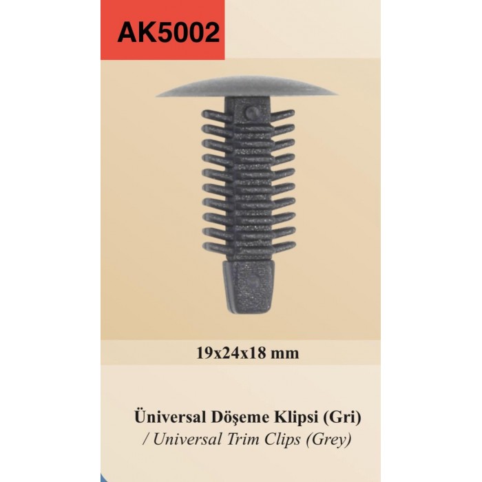 ÜNİVERSAL DÖŞEME KLİPSİ GRİ 8×23,5×14