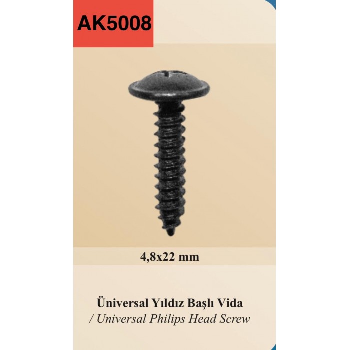 ÜNİVERSAL YILDIZ BAŞLI VİDA 4,8X22mm