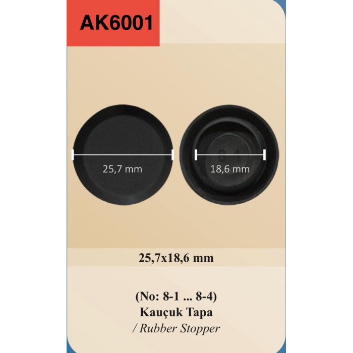 TAPA (NO: 8-1 … 8-4) 25,7×18,6 mm